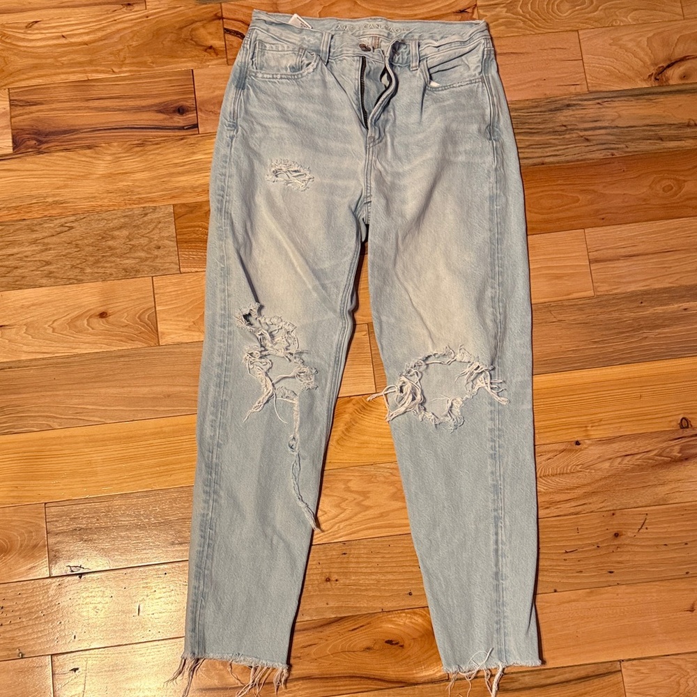 American Eagle Outfitters Light Blue Distressed Ankle Jeans